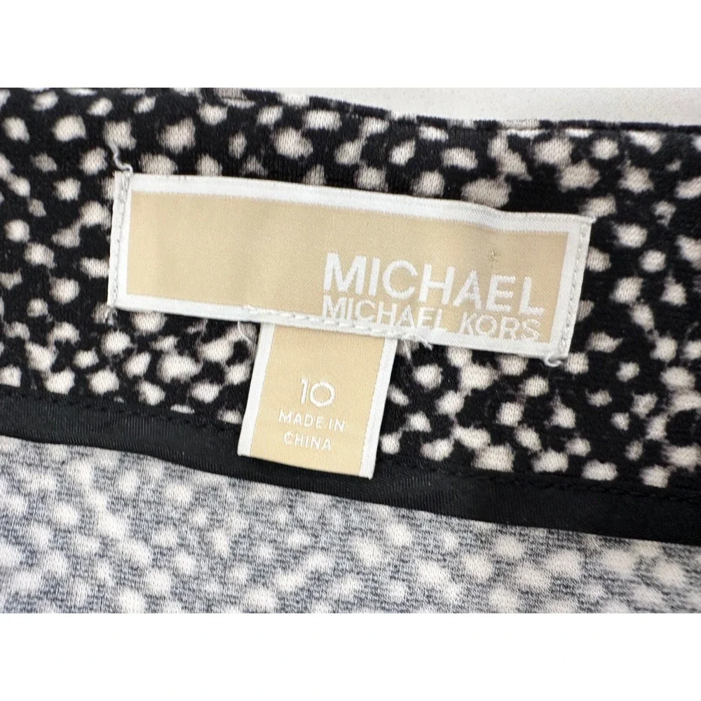 MICHAEL KORS Black White Pencil Skirt Gold Zip Detail Size 10‎